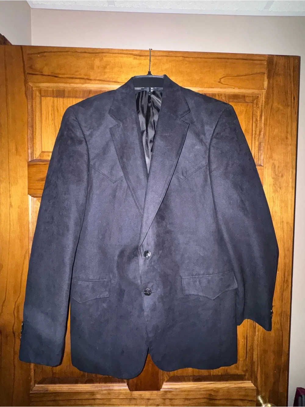 Classic Black Western Suede Sport Coat - Two-Button Blazer